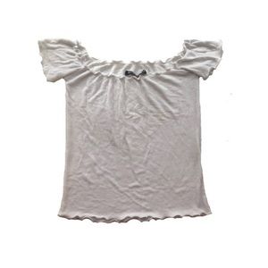 Brandy Melville White top with ruffled hems